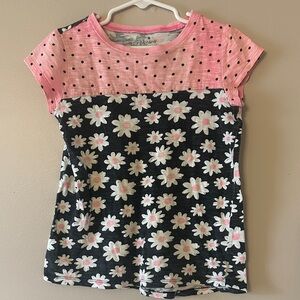 jumping beans Pink and Black Daisy Print Short Sleeve Tee